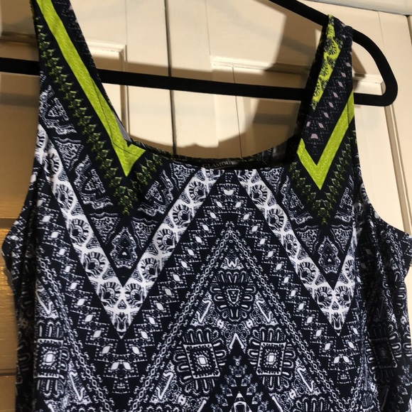 Glamour Chevron Navy Bright Green Pattern Comfort Stretch Maxi SZ 10 - Picture 2 of 9